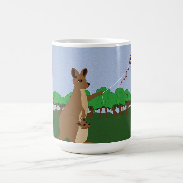 Mug Caricature Kangaroos Flying a Kite (Centre)