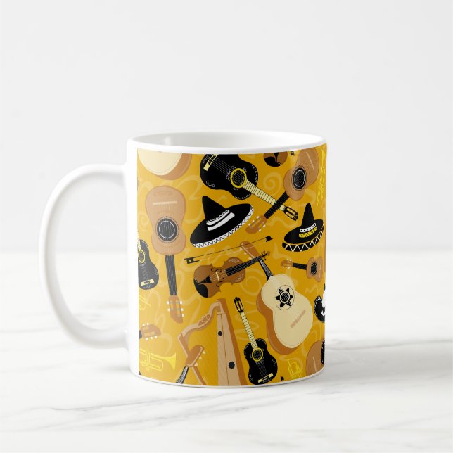 Mug Caricature mexicaine Mariachi Music Motif Jaune (Gauche)