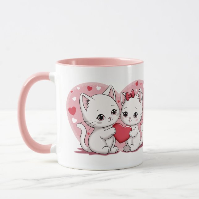 Mug Caricature mignonne Amoureux de les chats Coeurs S (Gauche)