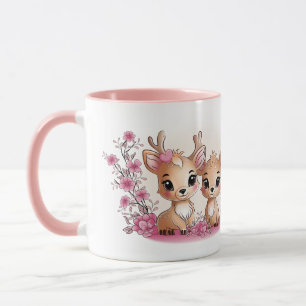 Mug Caricature mignonne Bambi Les amoureux Coeurs Sain