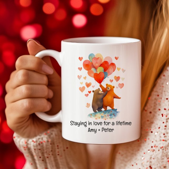 Mug Caricature mignonne Beary Love Hearts chaque jour  (Cute cartoon Beary Love Hearts Everyday Valentine Coffee Mug)