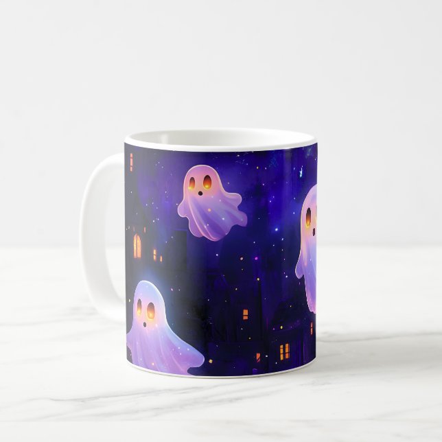 Mug Caricature mignonne Halloween Fantômes de vol de m (Devant gauche)