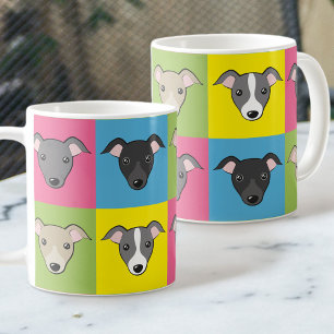 Mug Caricature mignonne Italien Greyhounds pop art mot