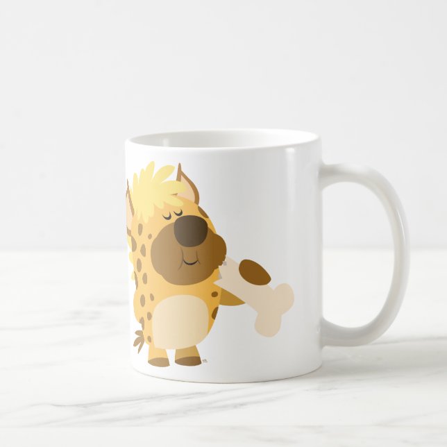 Mug Caricature mignonne pointée Hyena écrasant une bou (Droite)