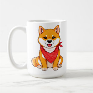 Mug Caricature mignonne Shiba Inu Chien avec Bandana r