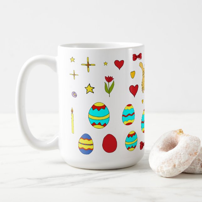 Mug Caricature minimaliste de Pâques joyeux (Avec donut)