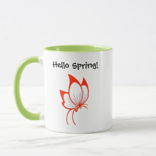 Mug Caricature papillon orange, joli jardin Nature Art