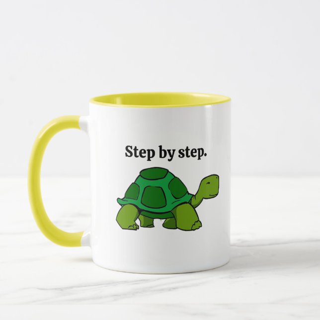 Mug Caricature pas à pas de tortue, gagnant persistant (Gauche)