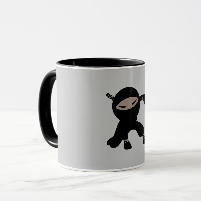 Mug Caricature Petit Guerrier Ninja (Devant gauche)