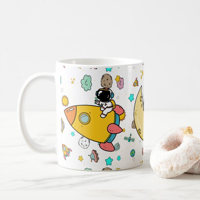 Mug Caricature spatiale astronaute (Avec donut)