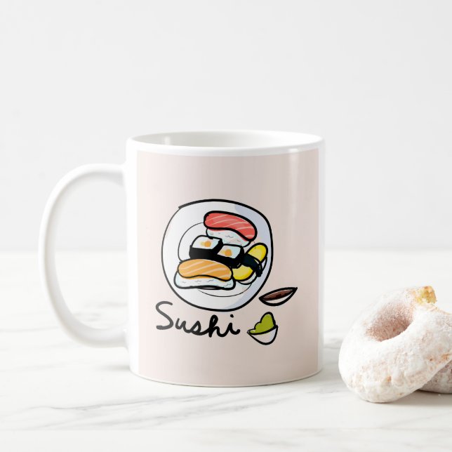 Mug Caricature sushi art japonais mignon (Avec donut)