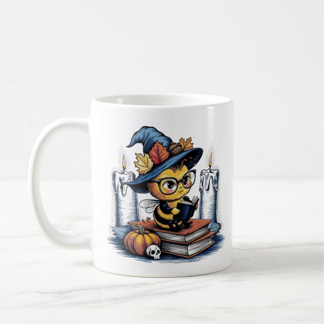Mug Caricature vintage Bee Gothic, Vibes d'Halloween (Gauche)