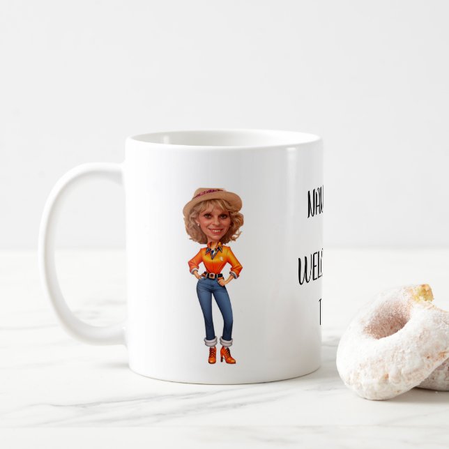 Mug Caricatures personnalisées 2024 pour les nouvelles (Avec donut)