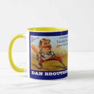 MUG CARICATURES VINTAGES DE BASE-BALL DE LA PUBLICITÉ