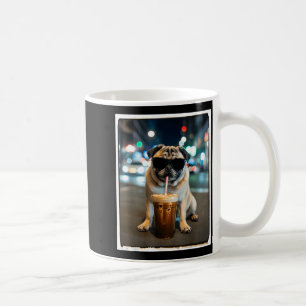 Mug Carlin buvant un café glacé animal chien mème