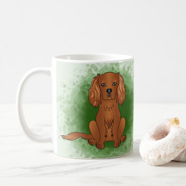 Mug Carlin Cavalier King Charles Spaniel Ruby de coule (Avec donut)