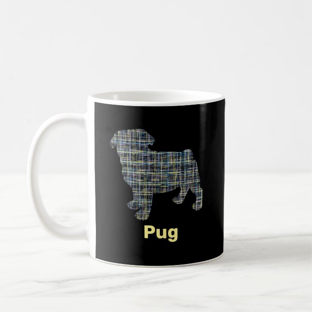 Mug Carlin Chien Silhouette Jaune & Grille Bleue (Gauche)