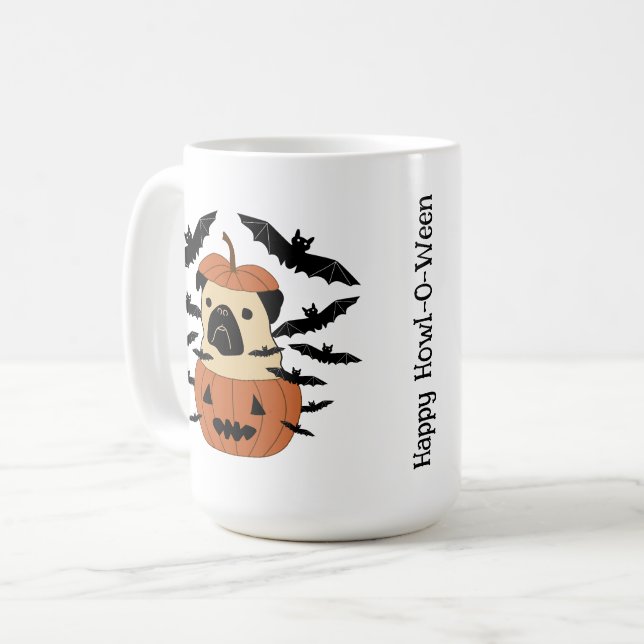Mug Carlin Howl-O-Ween dans un Jack-O-Lantern avec cha (Devant gauche)
