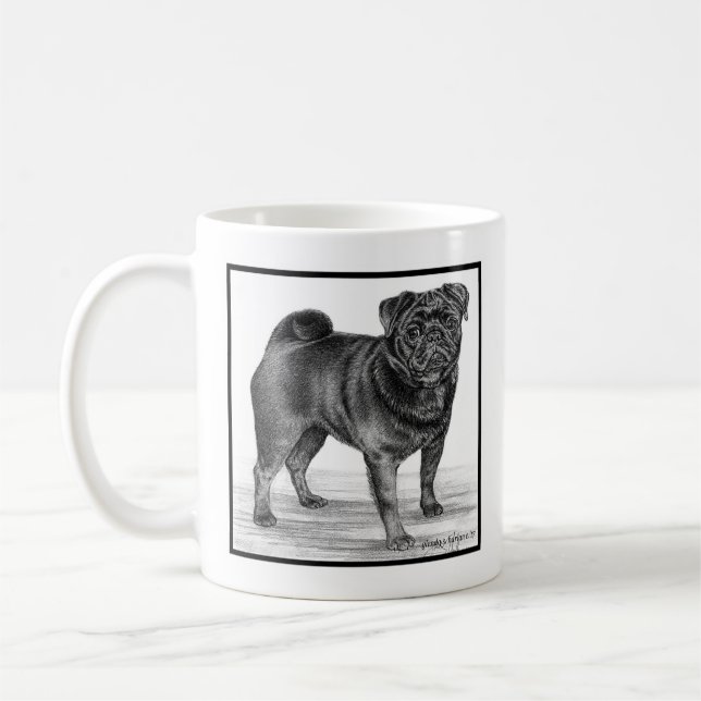 Mug Carlin noir en dessin par Glenda S. Harlan (Gauche)