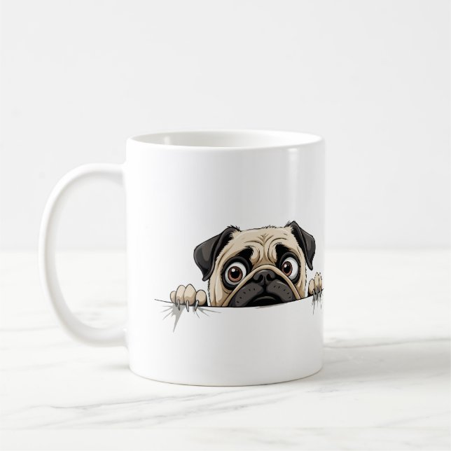 Mug Carlin Peeking mignonne adorable Drôle animal cari (Gauche)