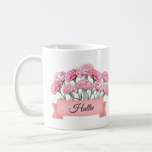 Mug Carnation personnalisée de fleur de naissance de j