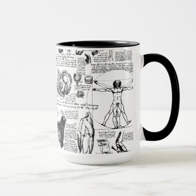 Mug Carnet à dessins de l'anatomie de da Vinci (Droite)