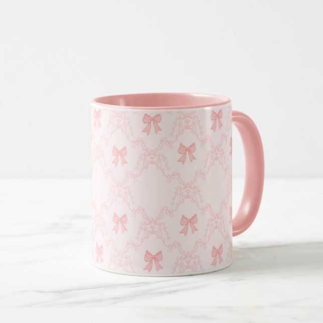 Mug Carnet esthétique à ruban rose – Journal féminin & (Devant droit)