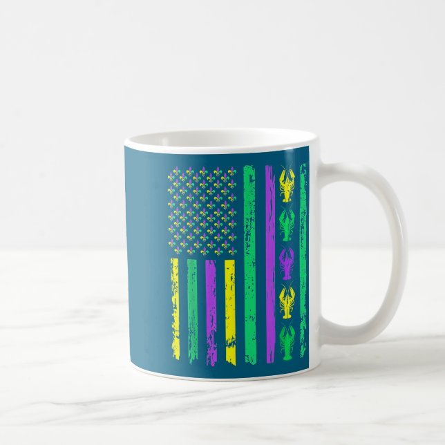 Mug Carnival Mardi Gras Usa American Flag Crawfish Par (Droite)
