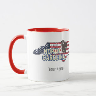 Mug Caroline du Nord État Carte États-Unis USA Vintage
