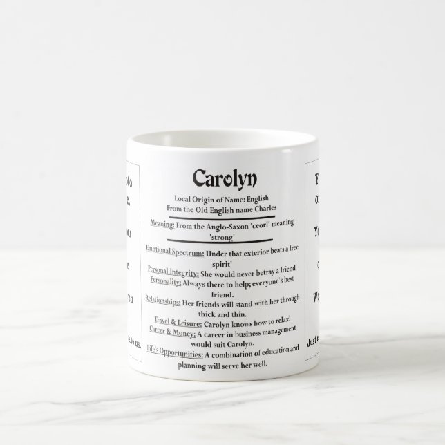 Mug Carolyn, l'origine et la signification (Centre)
