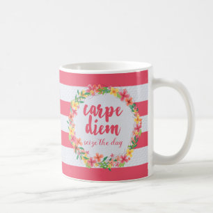 Mug Carpe Diem/saisissent la citation de rose de jour