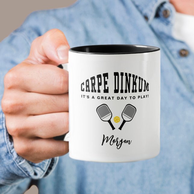 Mug Carpe Dinkum Pickleball Nom personnalisé Citation  (Carpe Dinkum Pickleball Custom Name Quote Cool Fun Mug)