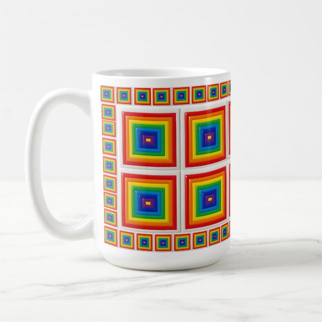 Mug Carré arc-en-ciel géométrique gras (Gauche)