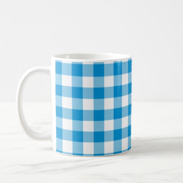 Mug Carré bleu À damiers Motif sans couture (Gauche)