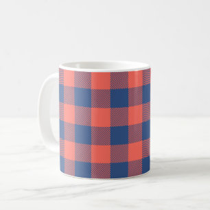 Mug Carré bleu de la marine coral rose Motif