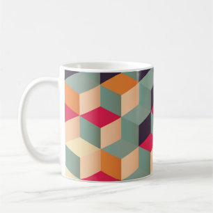 Mug Carré coloré, motif rétro géométrique .