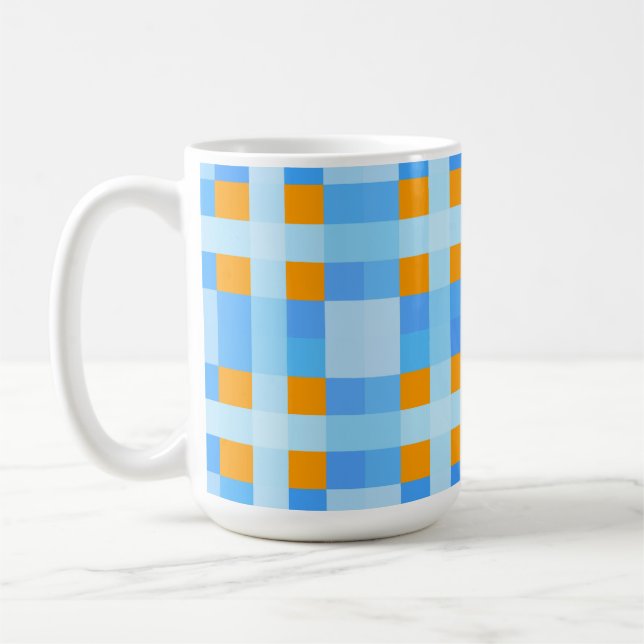 Mug Carré croix Check 10 Blue Orange (Gauche)