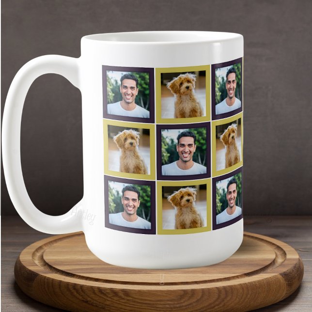 Mug Carré de patchwork de photos de famille Maman Papa (Créateur téléchargé)