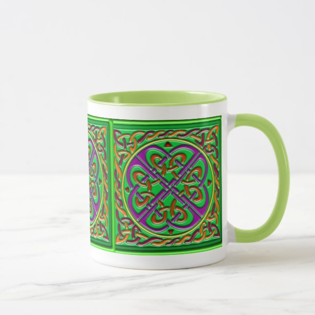 Mug Carré en céramique celtique vert (Droite)