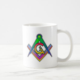 Mug Carré et boussole maçonniques multicolores