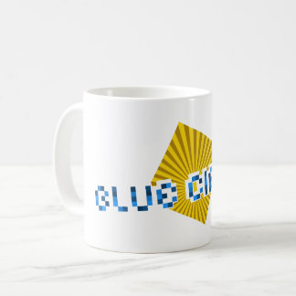 Mug Carré jaune avec poutres et Pixel opposé Texte C