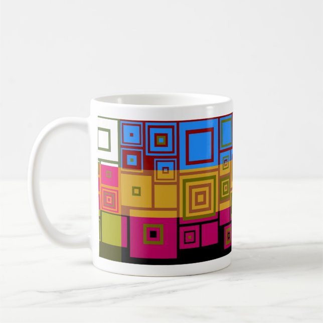 Mug Carré Motif d'art rétro Coloré Pop (Gauche)