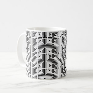 Mug Carré noir blanc Labyrinthe Op Art Motif grec