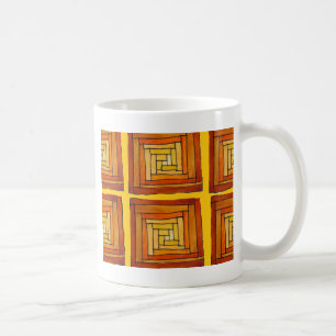 Mug carré rétro art déco marron motif