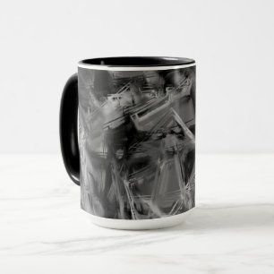 Mug Carré tordu, noir et gris "brushstrokies"