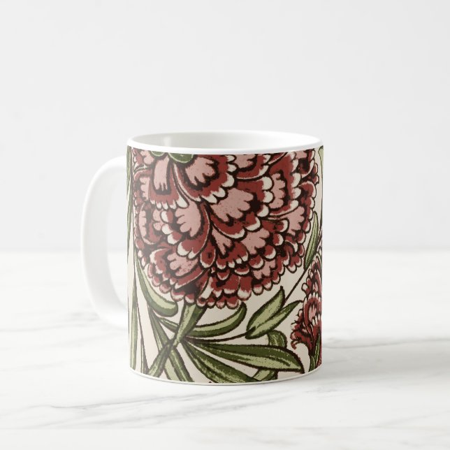 Mug Carreau de fleur d'œillet Art antique rustique De  (Devant gauche)