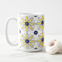 Carreau de marguerite méditerranéenne bleu marine 