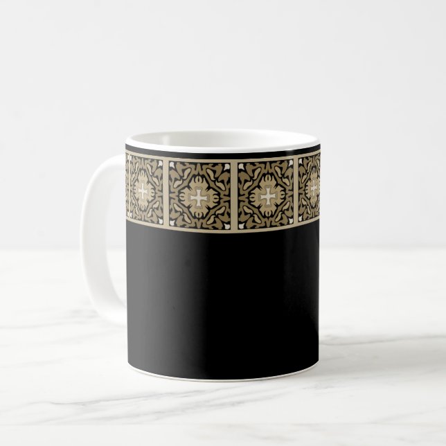Mug Carreau Espagnol Sépia Élégant (Devant gauche)