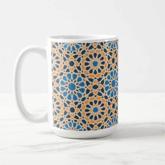 Mug Carreau géométrique marocain & motif orange (Gauche)
