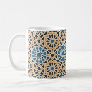 Mug Carreau géométrique marocain & motif orange